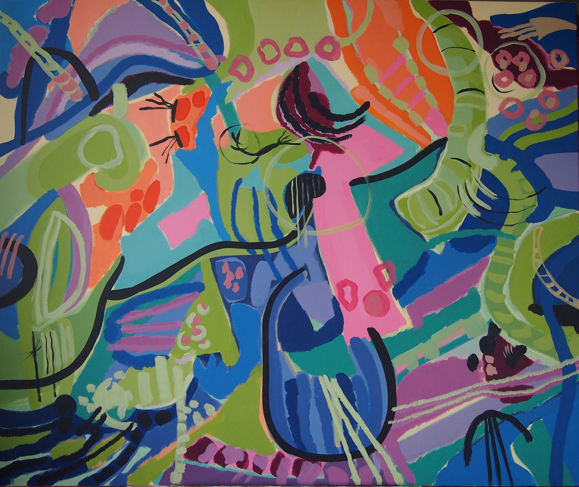 Vlasta Pastuović Aleksić Bajka o zelenoj zmiji i lijepoj Ljiljani II akril na platnu 100 x 120 cm